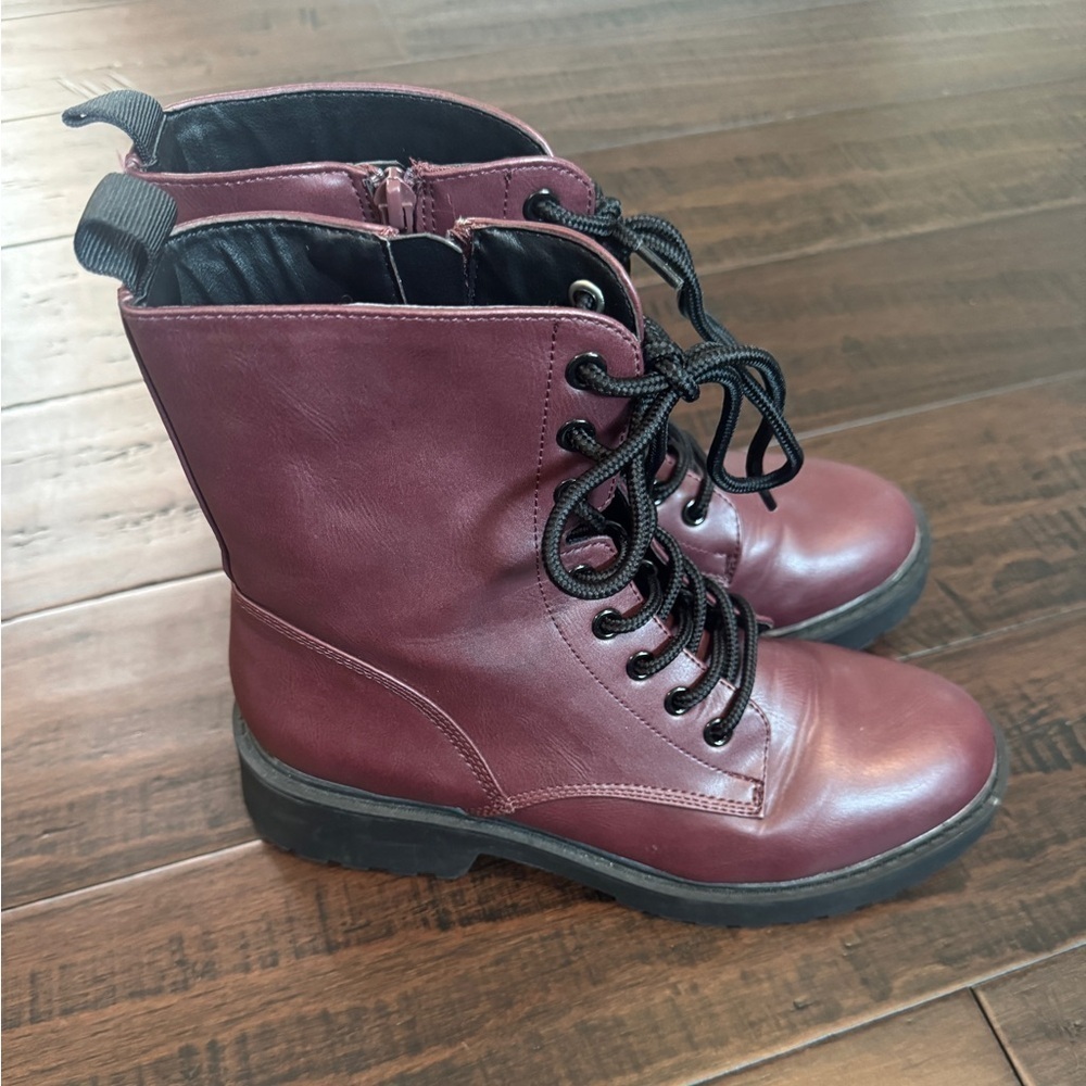 Steve Madden moto burgundy combat utility grunge 90’s lug boot size 8 - Picture 8 of 9